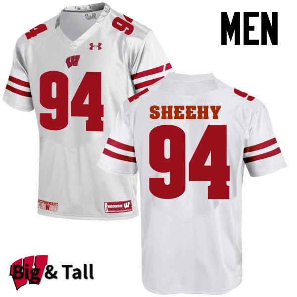 Wisconsin Badgers Men's #94 Conor Sheehy NCAA Under Armour Authentic White Big & Tall College Stitched Football Jersey UZ40V02HS